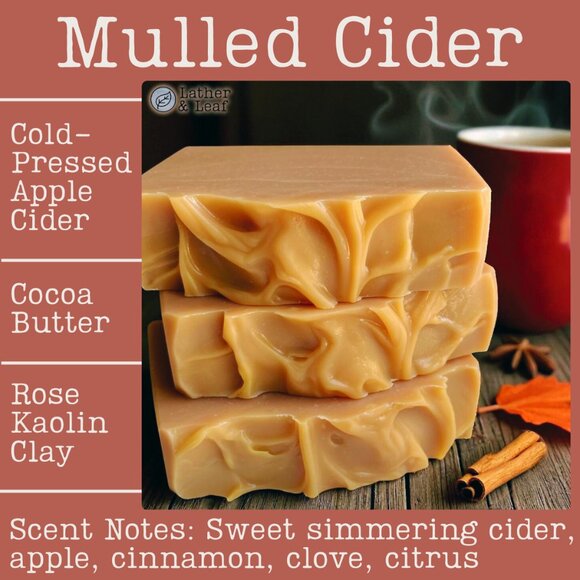Mulled Cider Cold Process Soap Natural Handcrafted Artisan Soap Bar - Picture 3 of 4